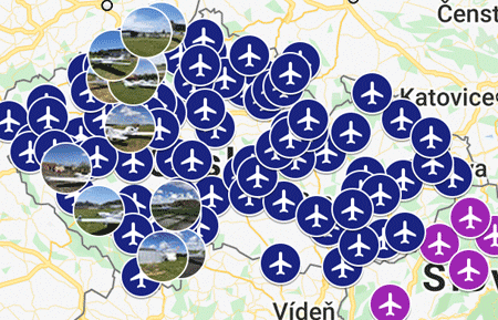 Databáze letišť s interaktivní mapou ČR a SR